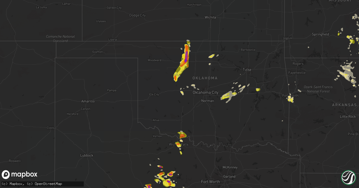 Hail map in Oklahoma on May 13, 2022
