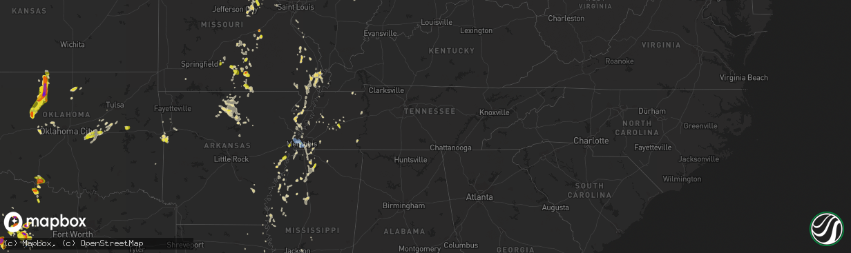 Hail map in Tennessee on May 13, 2022