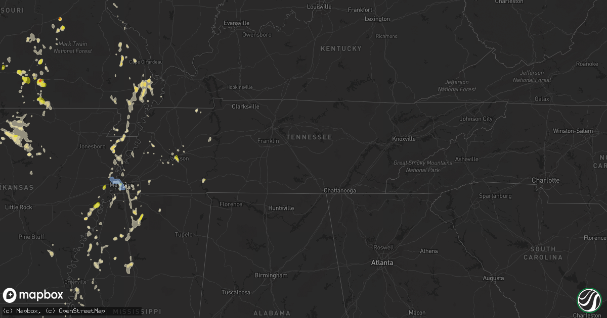 Hail map in Tennessee on May 13, 2022