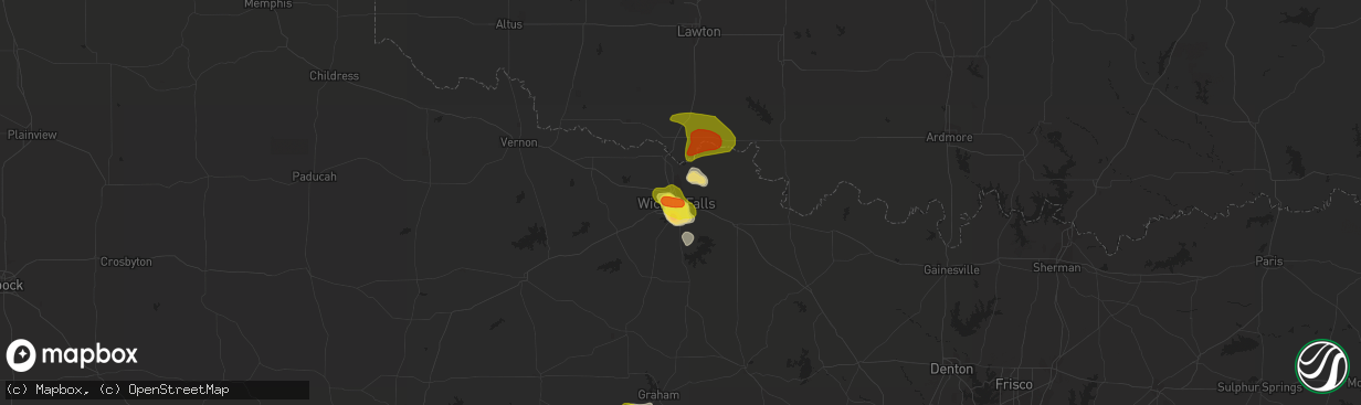 Hail map in Wichita Falls, TX on May 13, 2022