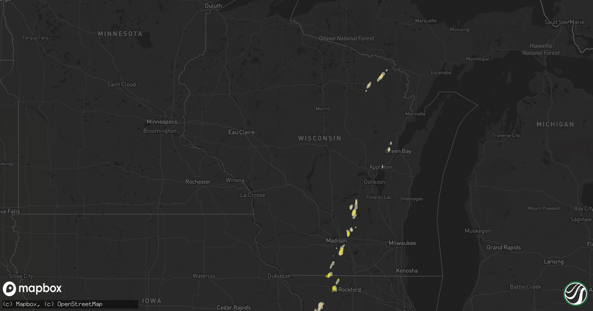 Hail map in Wisconsin on May 13, 2022