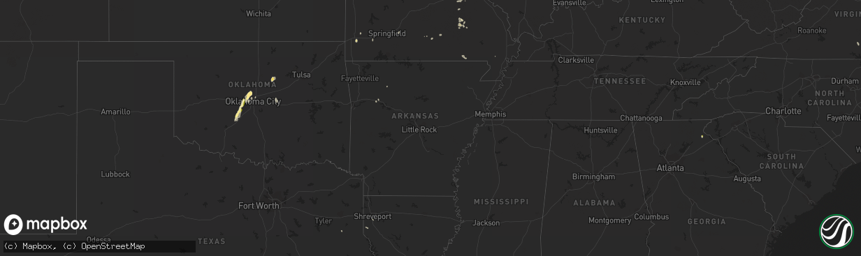 Hail map in Arkansas on May 13, 2023