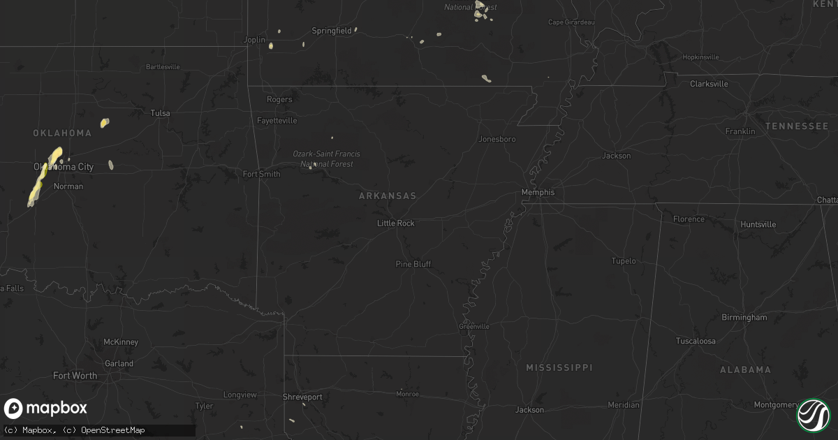 Hail map in Arkansas on May 13, 2023