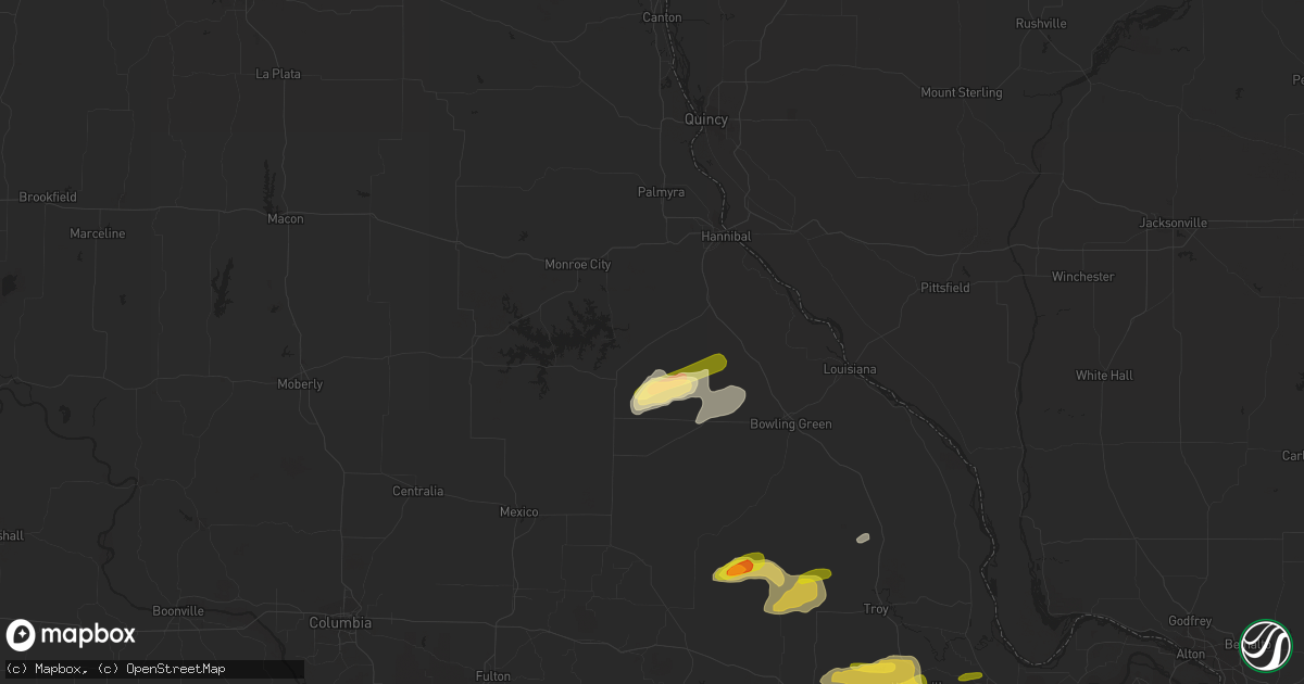 Hail map in Center, MO on May 13, 2023