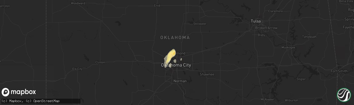 Hail map in Edmond, OK on May 13, 2023