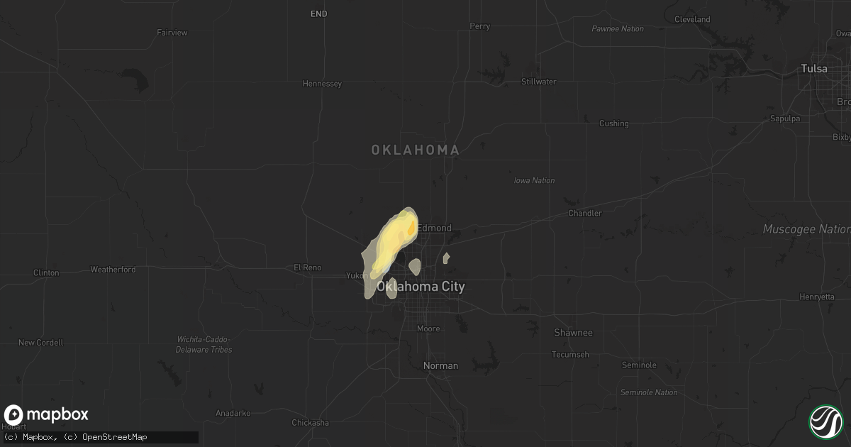 Hail map in Edmond, OK on May 13, 2023