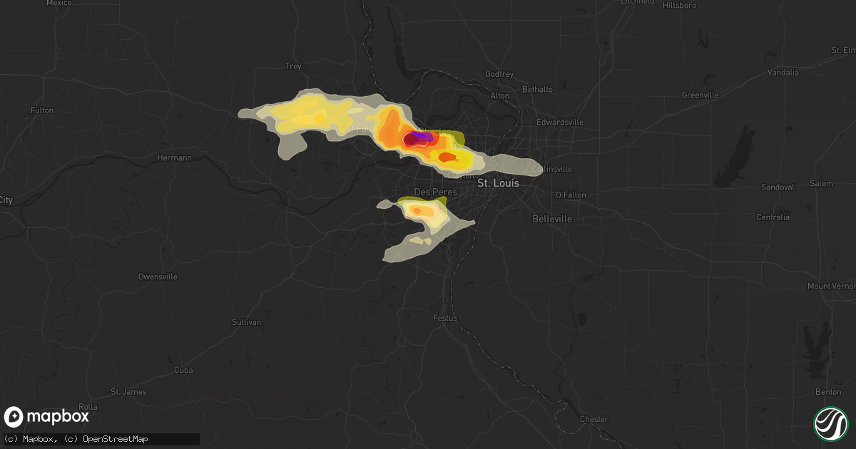 Hail map in Fenton, MO on May 13, 2023