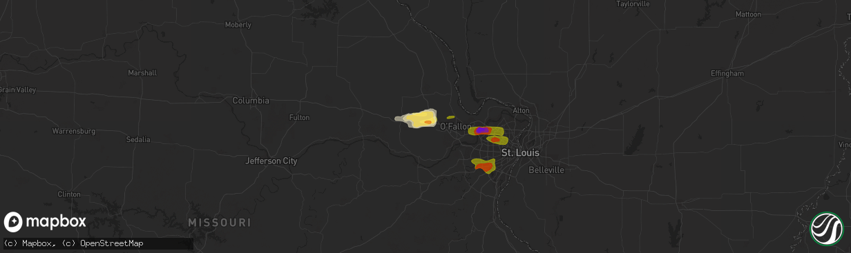 Hail map in Foristell, MO on May 13, 2023