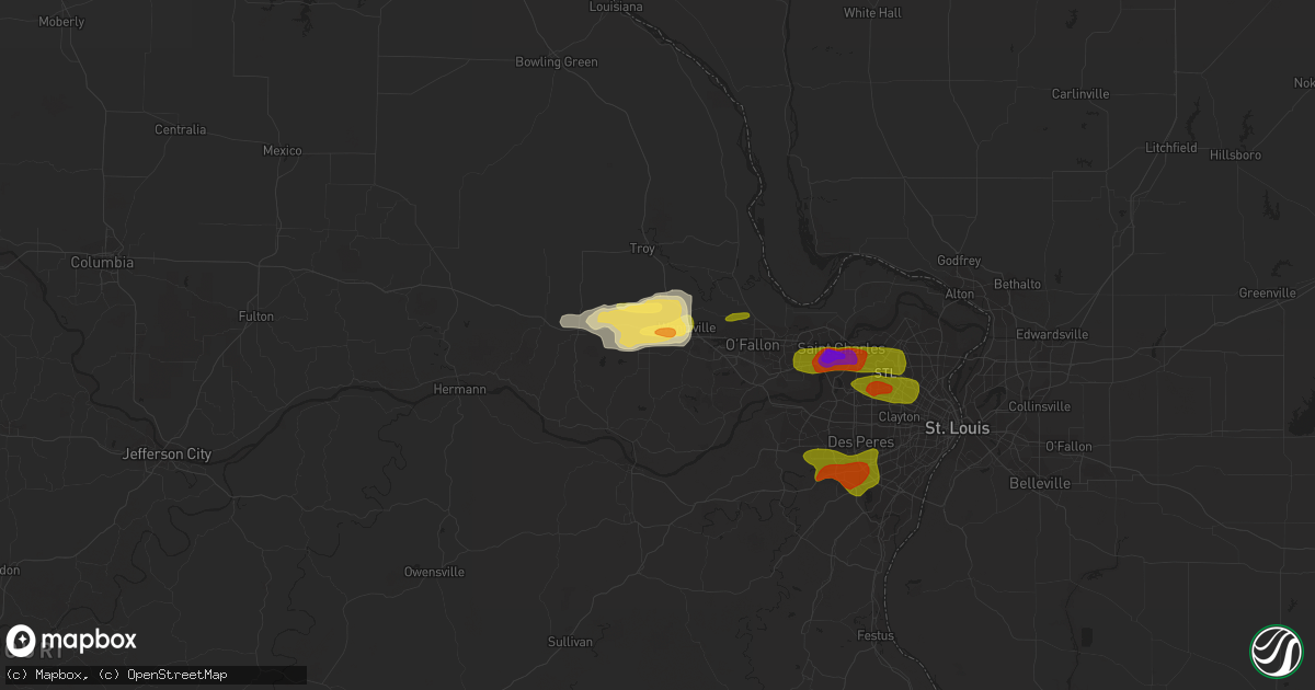 Hail map in Foristell, MO on May 13, 2023