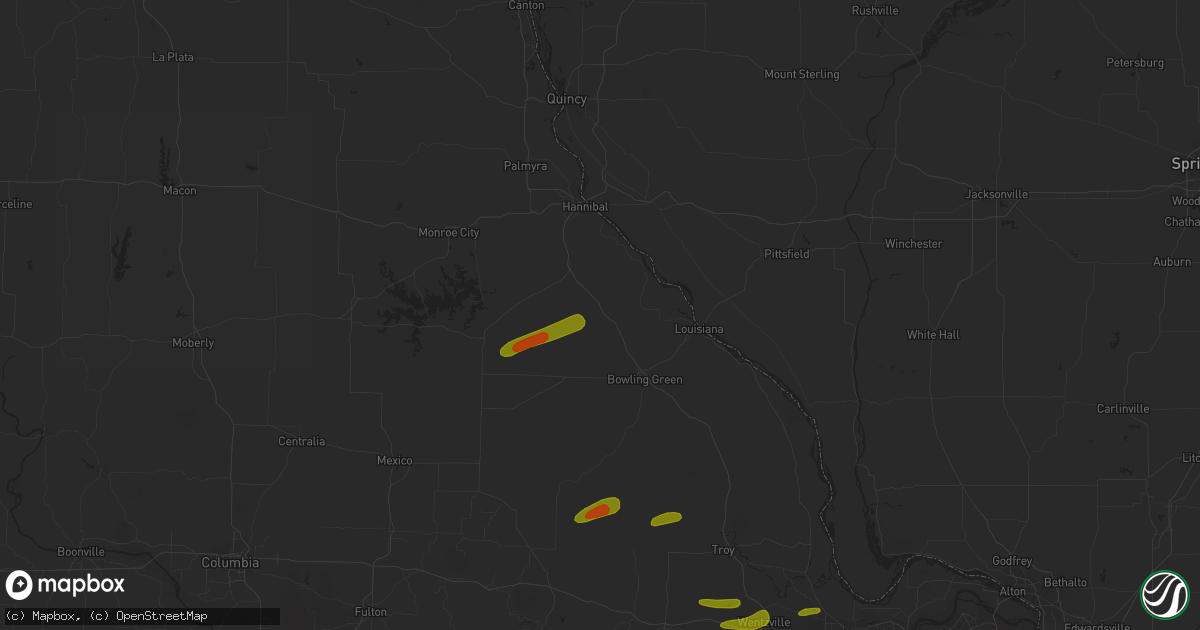 Hail map in Frankford, MO on May 13, 2023