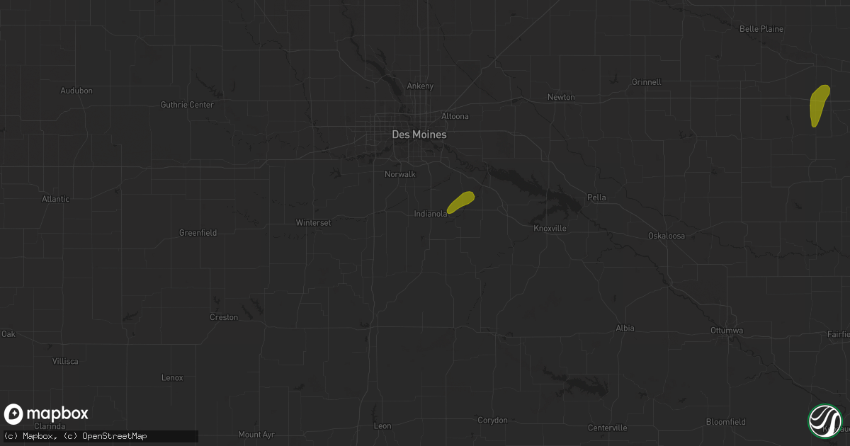 Hail map in Indianola, IA on May 13, 2023