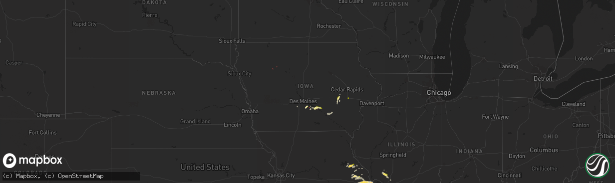 Hail map in Iowa on May 13, 2023