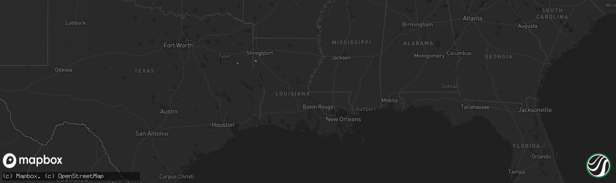 Hail map in Louisiana on May 13, 2023