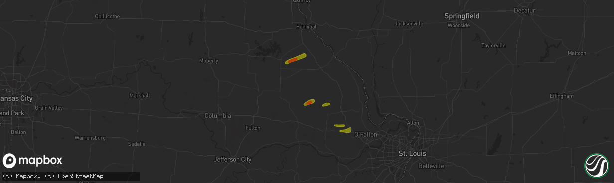 Hail map in Middletown, MO on May 13, 2023