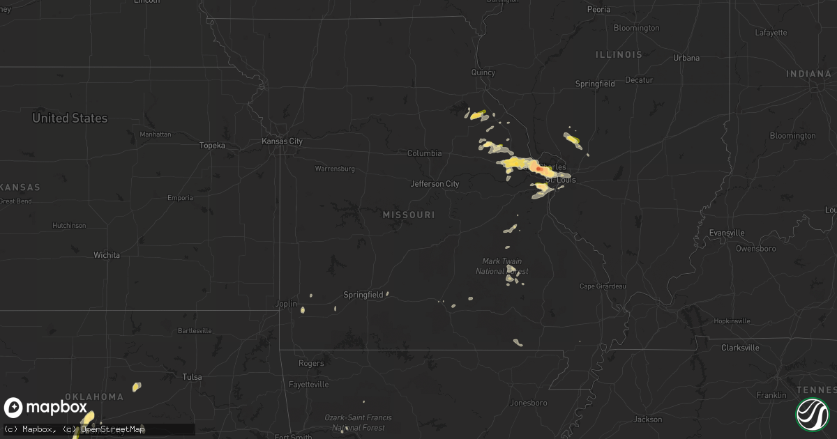 Hail map in Missouri on May 13, 2023