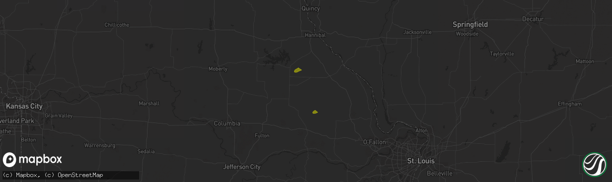 Hail map in Montgomery City, MO on May 13, 2023