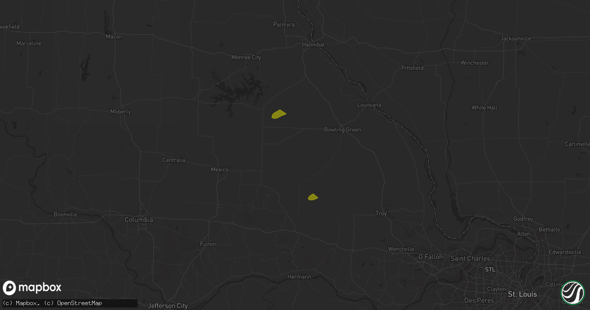 Hail map in Montgomery City, MO on May 13, 2023