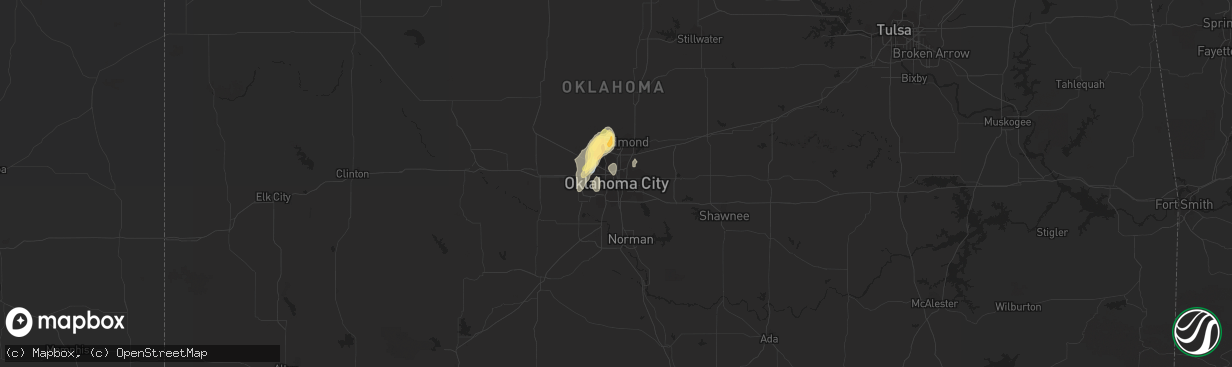 Hail map in Oklahoma City, OK on May 13, 2023