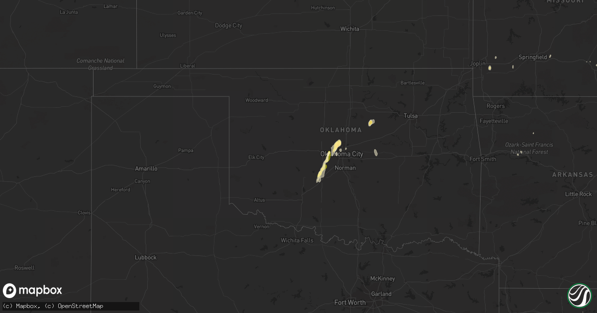 Hail map in Oklahoma on May 13, 2023