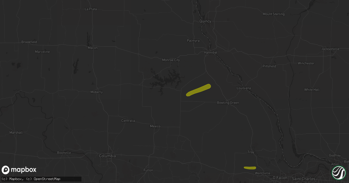 Hail map in Perry, MO on May 13, 2023