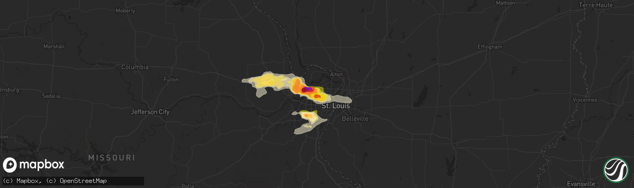 Hail map in Saint Ann, MO on May 13, 2023