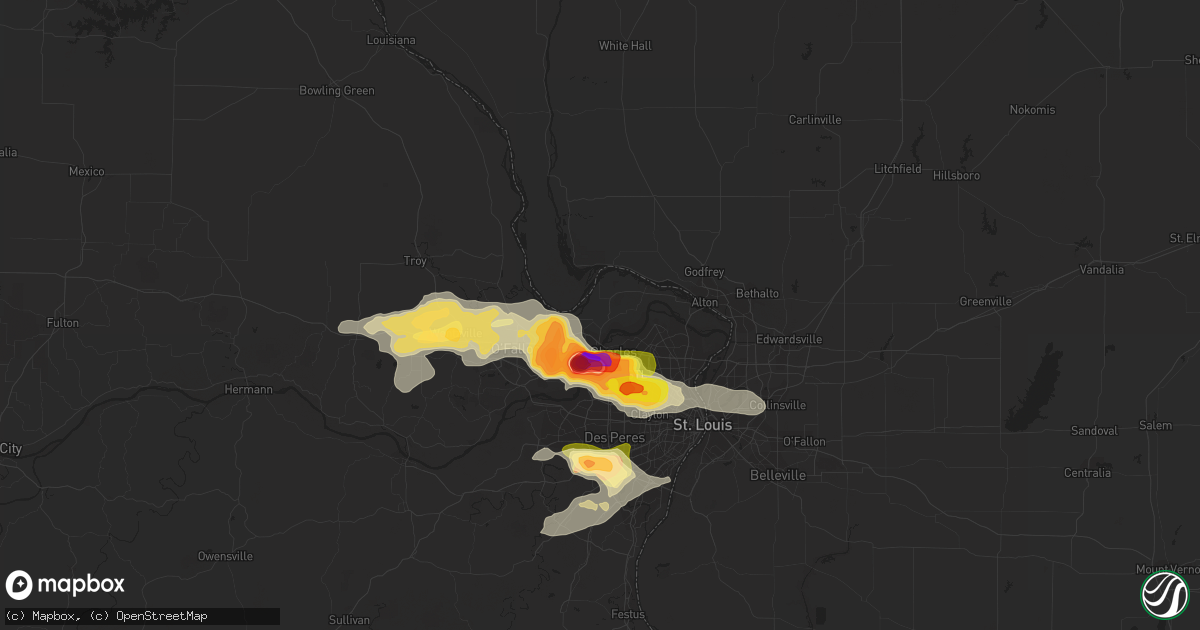 Hail map in Saint Charles, MO on May 13, 2023