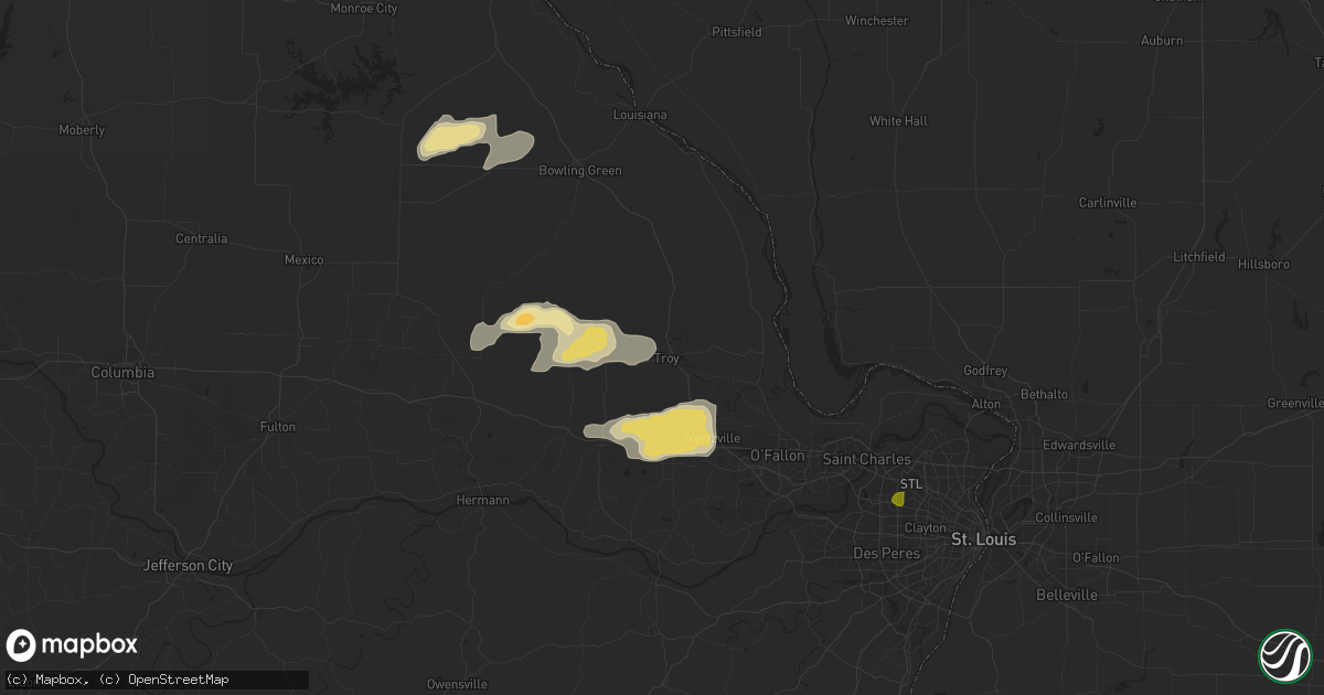 Hail map in Troy, MO on May 13, 2023