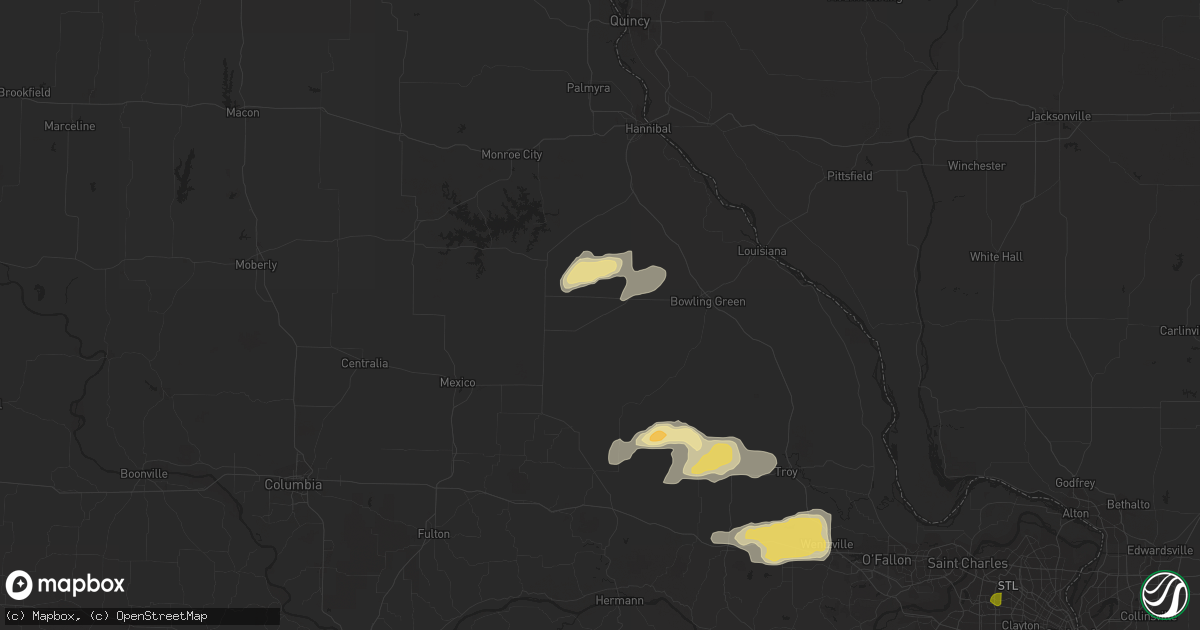 Hail map in Vandalia, MO on May 13, 2023