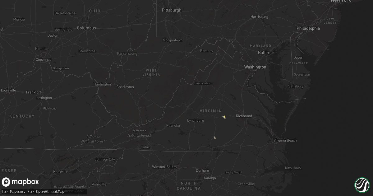 Hail map in Virginia on May 13, 2023
