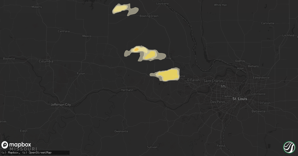 Hail map in Warrenton, MO on May 13, 2023
