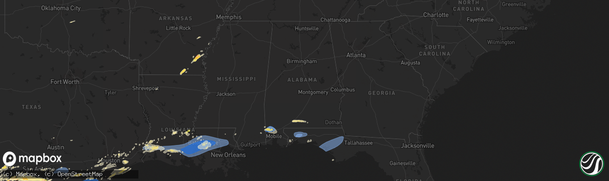 Hail map in Alabama on May 13, 2024