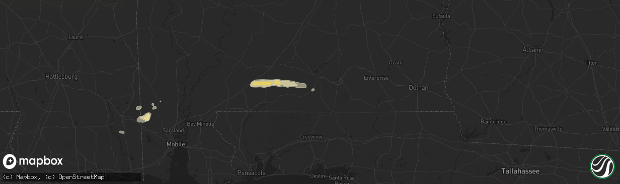 Hail map in Andalusia, AL on May 13, 2024