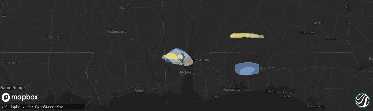 Hail map in Axis, AL on May 13, 2024