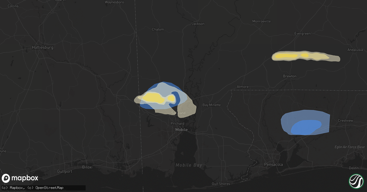 Hail map in Axis, AL on May 13, 2024