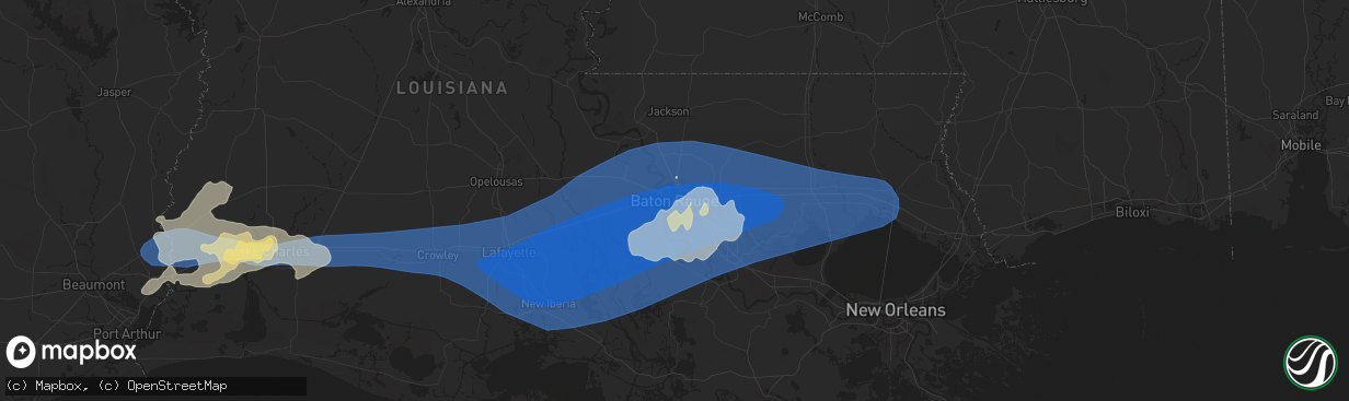 Hail map in Baton Rouge, LA on May 13, 2024