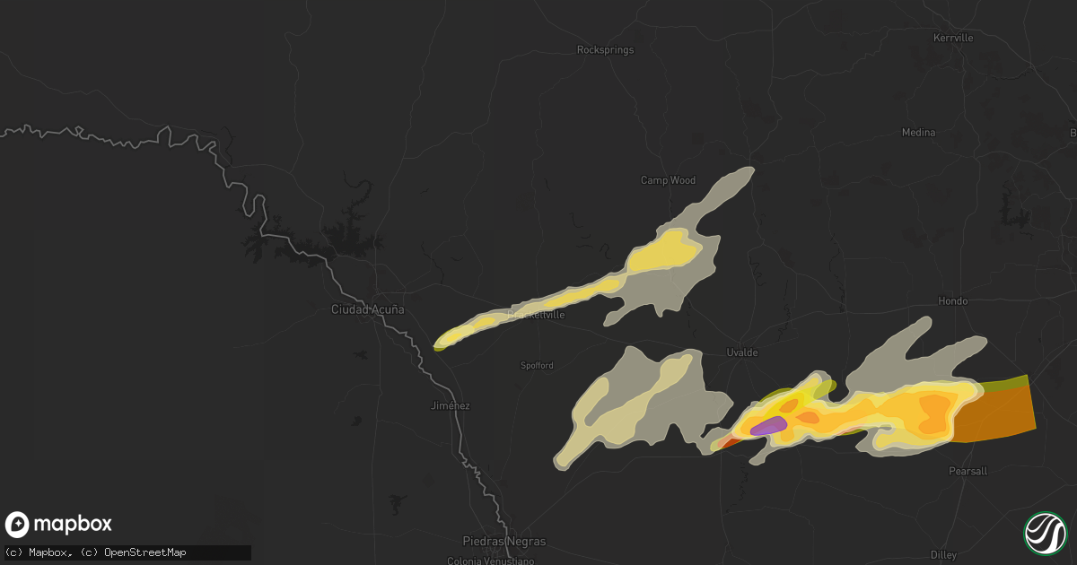 Hail map in Brackettville, TX on May 13, 2024