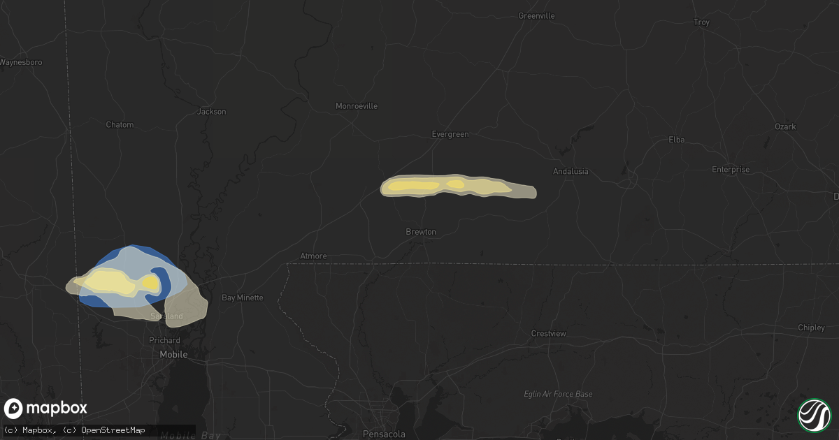 Hail map in Brewton, AL on May 13, 2024