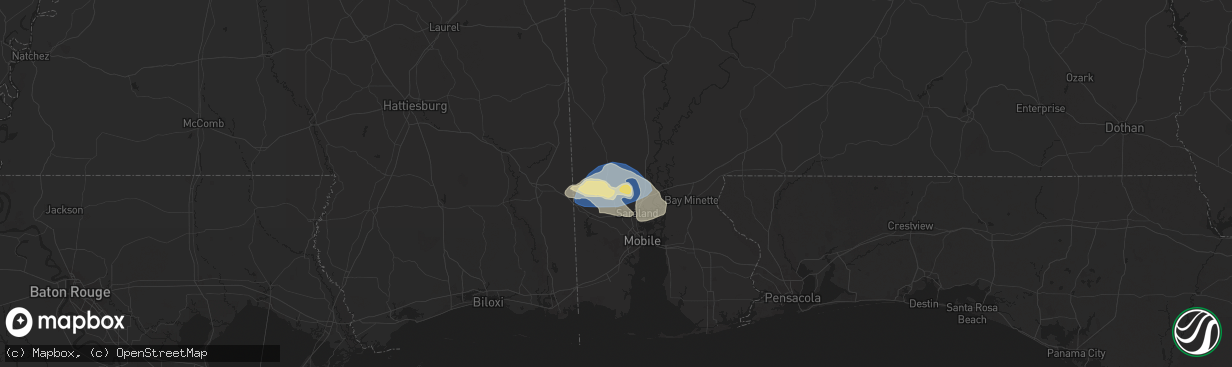 Hail map in Chunchula, AL on May 13, 2024