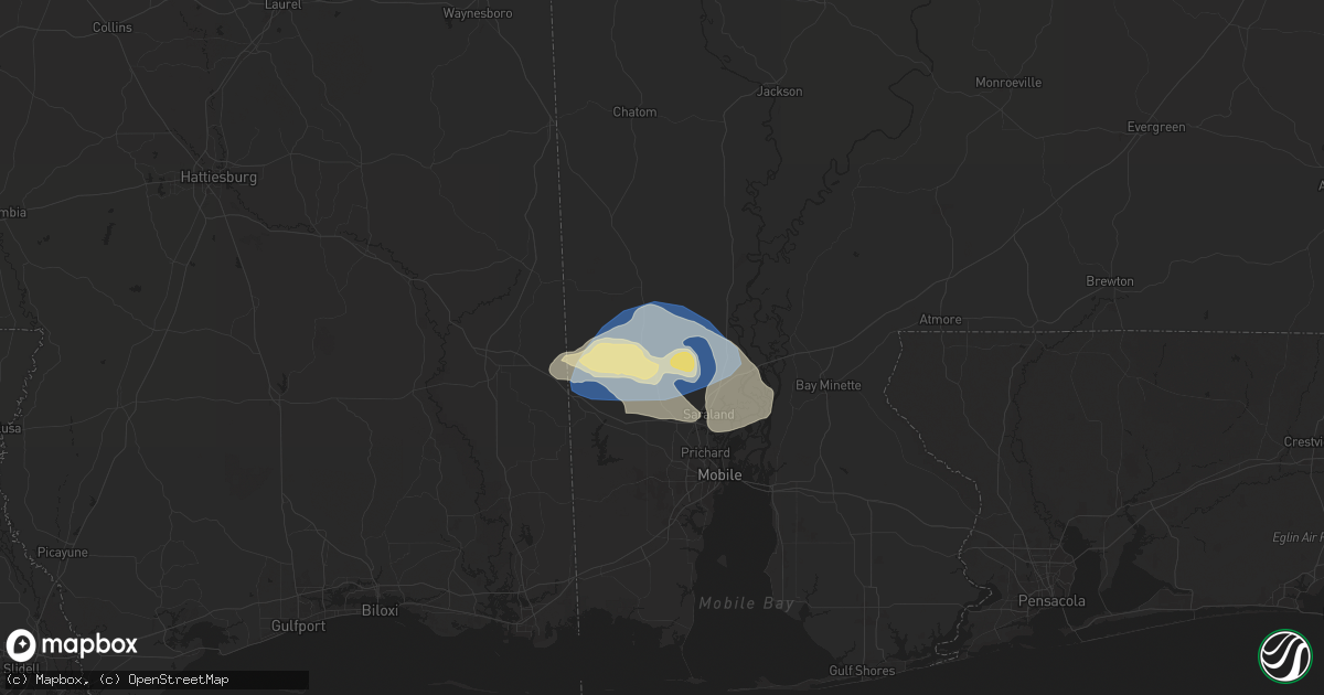 Hail map in Chunchula, AL on May 13, 2024