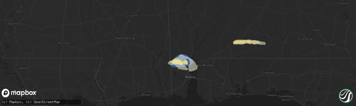 Hail map in Citronelle, AL on May 13, 2024