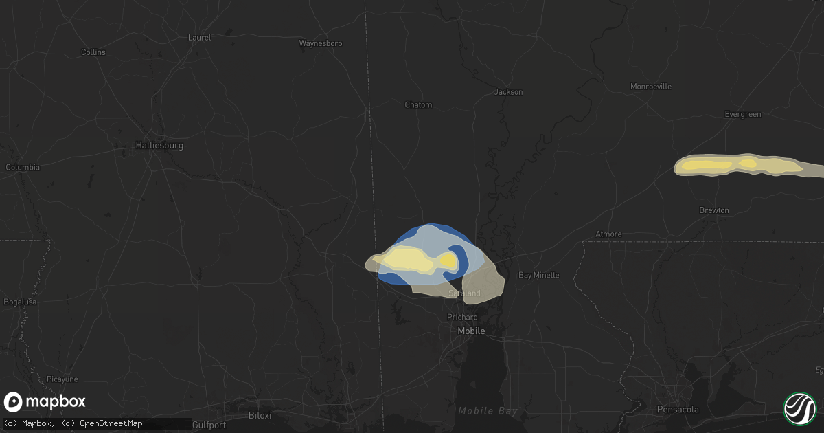 Hail map in Citronelle, AL on May 13, 2024