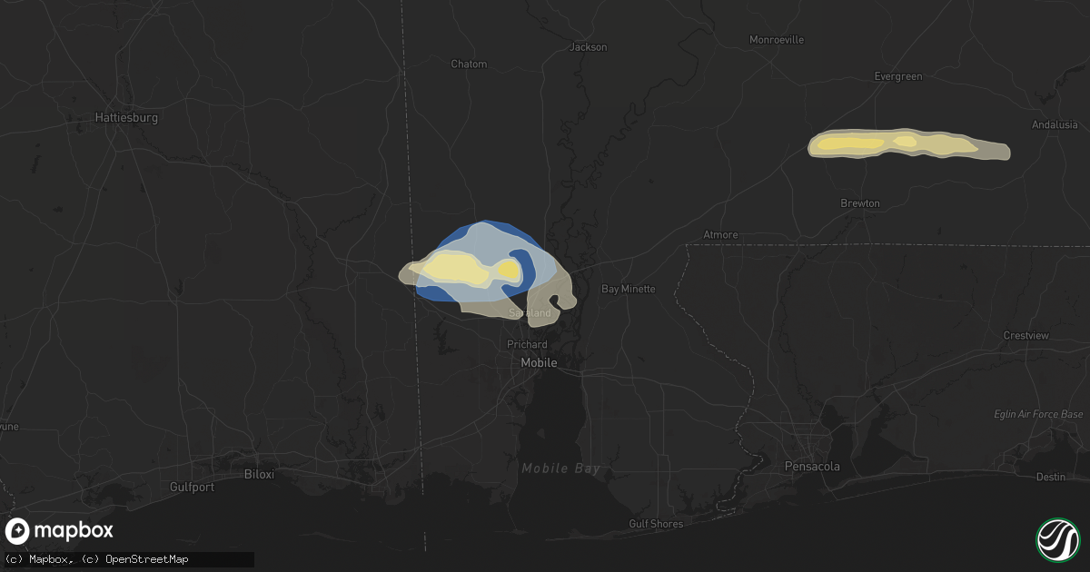 Hail map in Creola, AL on May 13, 2024