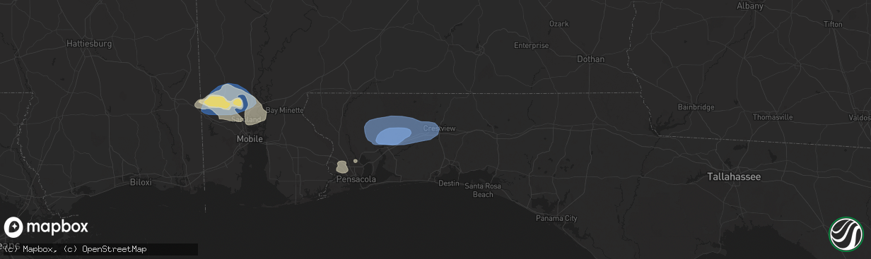 Hail map in Crestview, FL on May 13, 2024