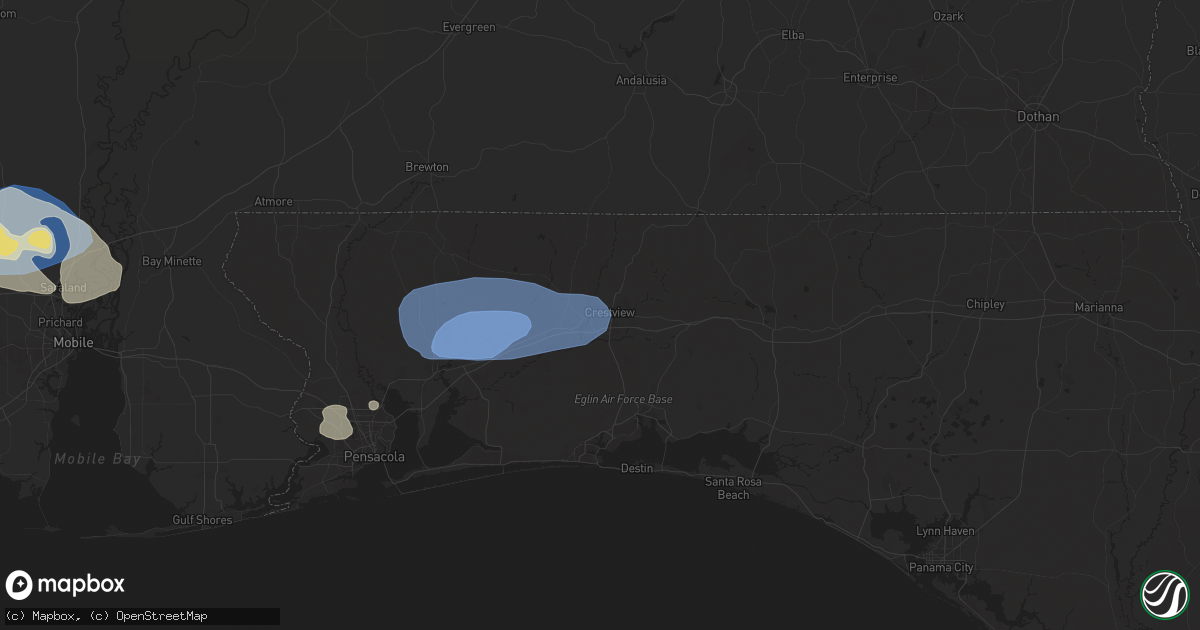 Hail map in Crestview, FL on May 13, 2024