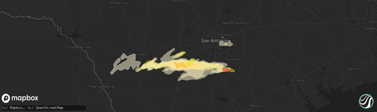 Hail map in Devine, TX on May 13, 2024