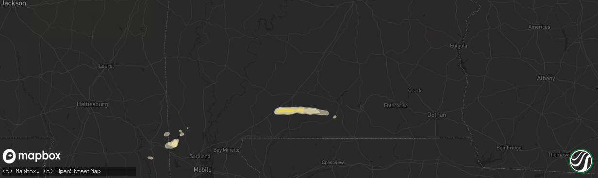 Hail map in Evergreen, AL on May 13, 2024