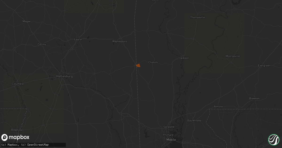 Hail map in Fruitdale, AL on May 13, 2024