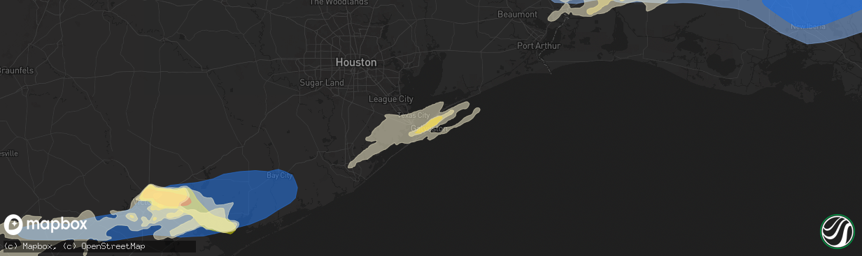 Hail map in Galveston, TX on May 13, 2024