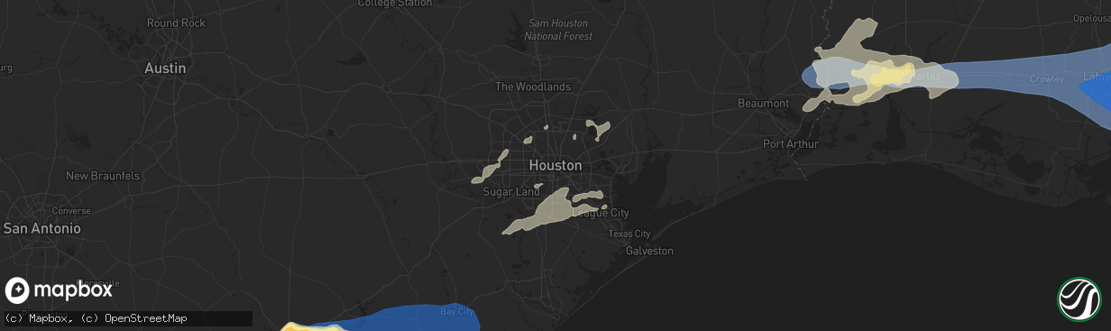 Hail map in Houston, TX on May 13, 2024