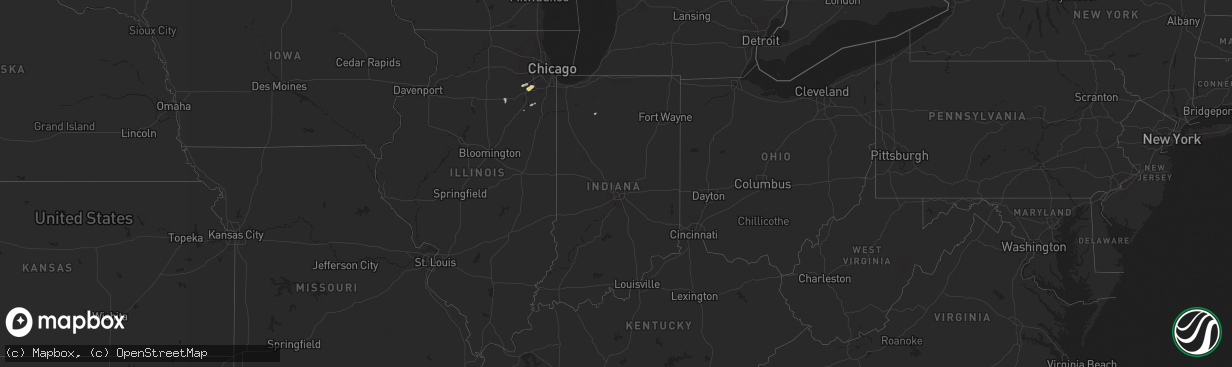 Hail map in Indiana on May 13, 2024